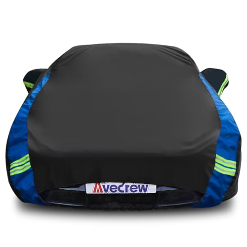 Avecrew Car Cover for Tesla Model 3 2017-2025, Custom Fit Full Exterior Cover with Charging Port and Breathable Ventilation Mesh, Waterproof All Weather Outdoor Rain Snow Sun Protection Cover