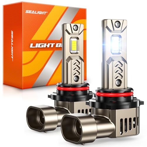 SEALIGHT 9005 HB3 Bulbs, 45,000LM Super Bright, 6500K Cool White L2S 9005 Driving Lights with 25000RPM Cooling Fan, Plug-N-Play Fog Light, Pack of 2