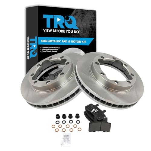 TRQ Front Brake Pad & Rotor Kit Semi-Metallic Compatible with 94-96 K3500 94-99 Ram 2500