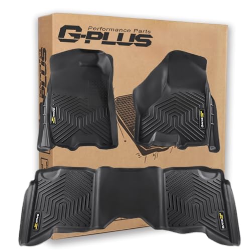 G-PLUS Floor Mats Cargo Liners Compatible with 2009-2018 Dodge Ram Crew Cab (Not Fit Quad Cab & Tradesman) All Weather Full Cover Protection 1st & 2nd Row 3PCS TPE Car Floor Liners Accessories