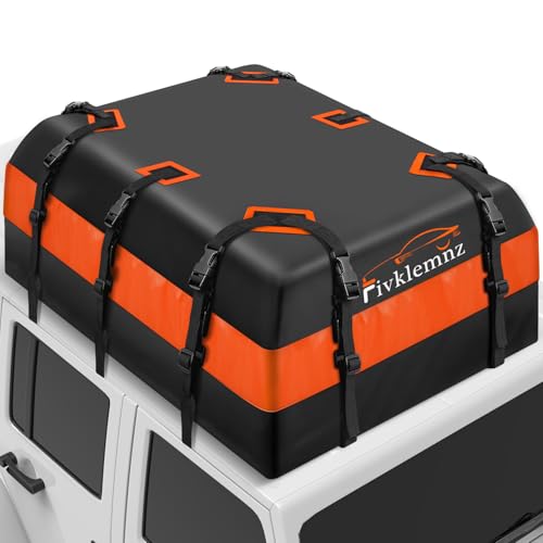 FIVKLEMNZ 30 Cubic Car Rooftop Cargo Carrier Roof Bag Waterproof for All Top of Vehicle with/Without Rack Includes Topper Anti-Slip Mat + Reinforced Straps + 6 Door Hooks + Luggage Lock