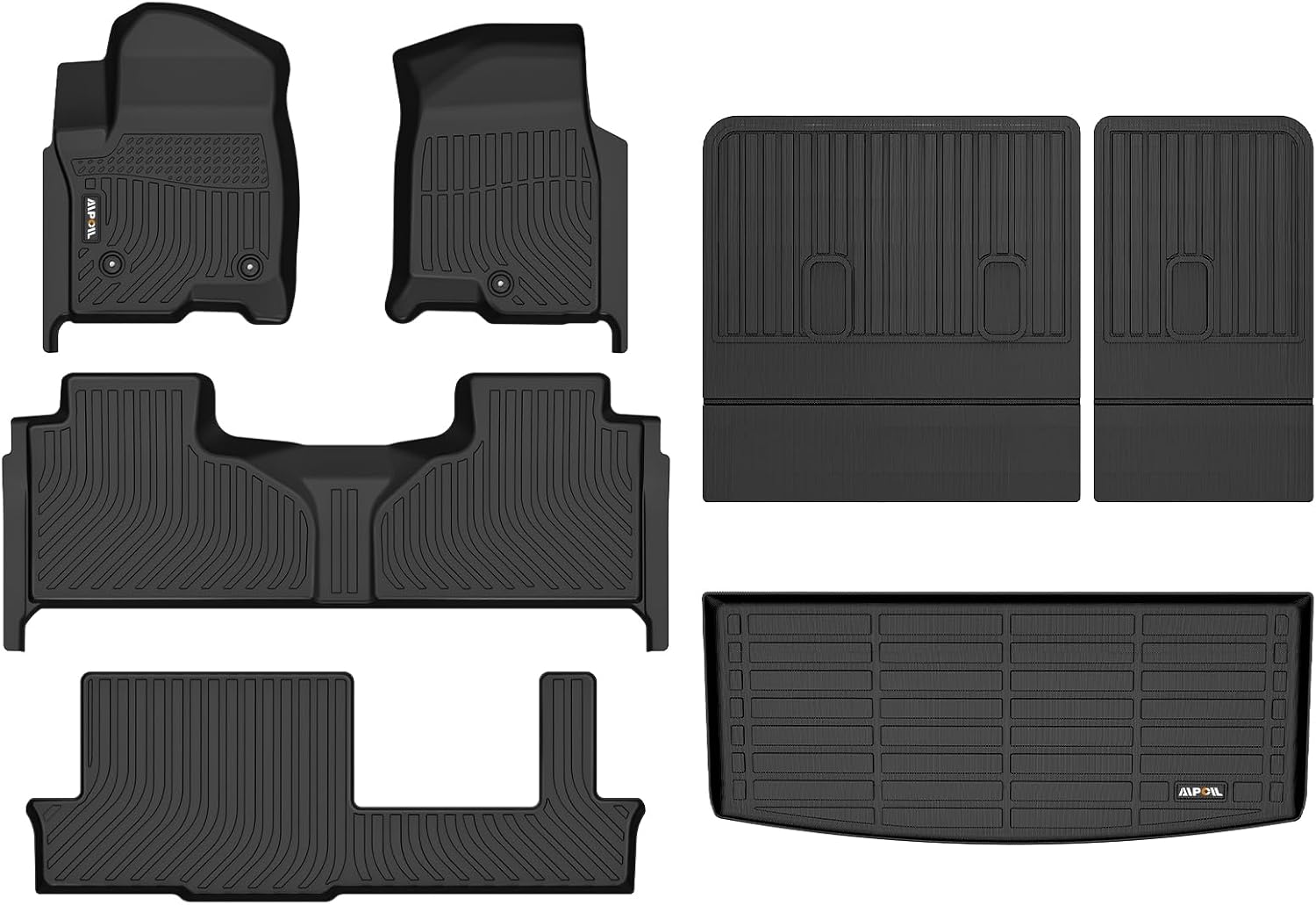 AIPOIL Floor Mats & Cargo Liner & Seatback Cargo Set for 2021-2024 2025 Chevrolet Chevy Tahoe & GMC Yukon (8 Seater) (Not fit XL) All Weather Protection TPE Car Full Set Car Mats Accessories -Black