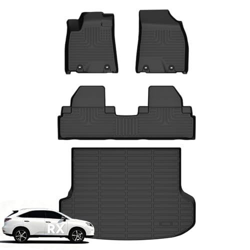 Wayhigh-All Weather Floor Mats and Cargo Mat Set Fit for Lexus RX 2010-2015 RX350 | RX450h. TPE Car Mats Waterproof Heavy Duty Rubber Floor Liners for Lexus RX Accessories