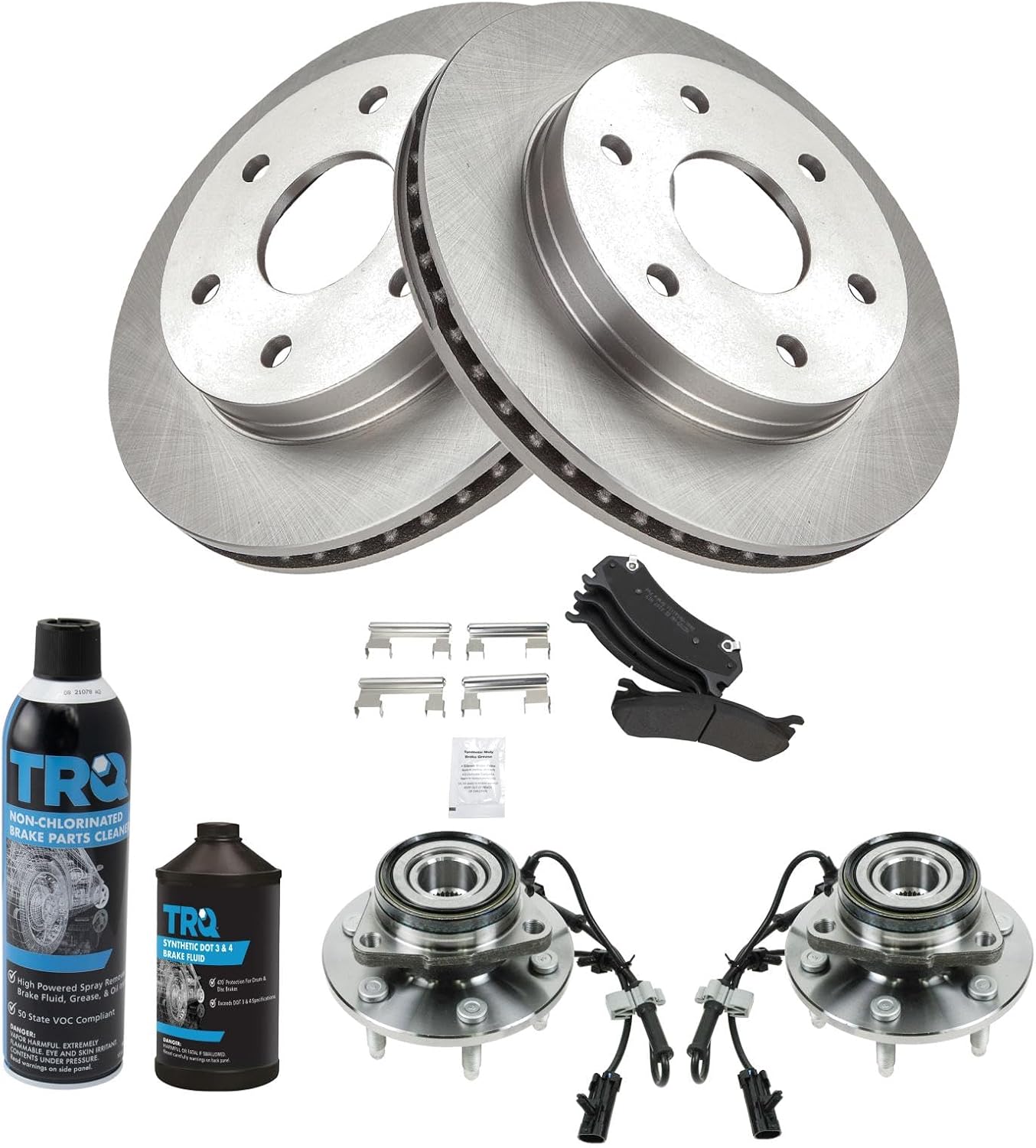 TRQ Front Brake Pad & Rotor Kit Semi-Metallic Compatible with Cadillac Chevrolet GMC