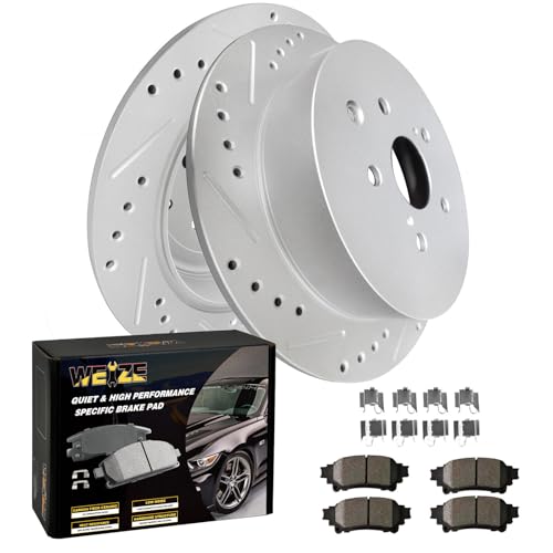 WEIZE Rear Brake Rotors Ceramic Pads for Toyota Highlander 2014-2019, Sienna 2011-2020, Lexus RX350 RX450h 2010-2015, Automotive Replacement Disc Brake Kit OE R-31544 P-1391