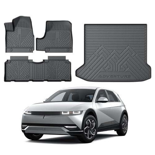KUST Floor Mats Cargo Mat for 2022-2024 Hyundai Ioniq 5 (Unmovable Center Console), All Weather Trunk Mat Set Accessories TPE High Side (Not for 2025, Not for Movable Center Console and Limited)