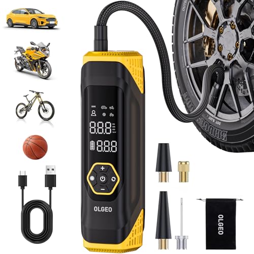 Tire Inflator Portable Air Compressor, 180PSI Air Pump for Car, 6X Faster Air Compressor with Pressure Gauge, Tire Inflator Suitable for Car Motor Bike Balll (Black)