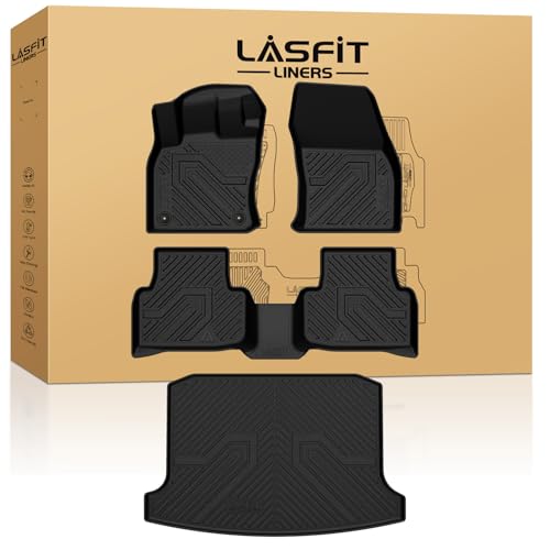 LASFIT Floor Mats & Cargo Mats for Volkswagen Taos 2022-2026(Only Fit FWD), All Weather TPE Custom Fit Floor Liners for VW Taos Accessories 1st & 2nd Row Car Mats & Trunk Mats, Easy to Clean, Black