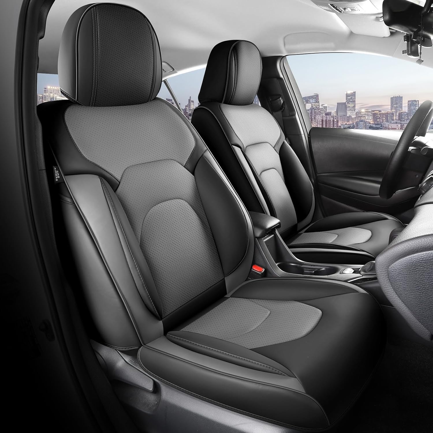 FREESOO Car Seat Covers Full Set (Black Grey)