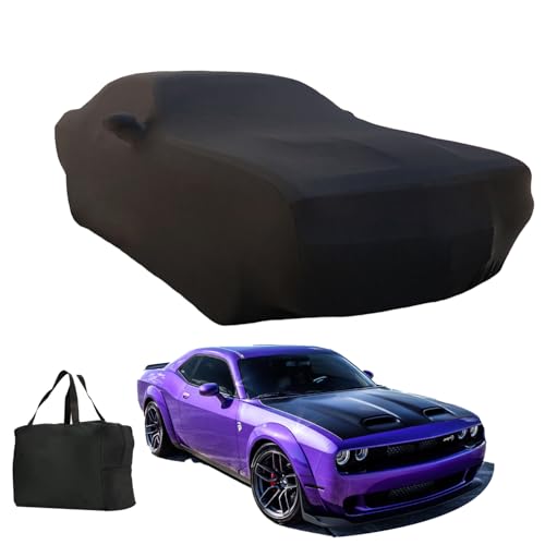 Indoor Car Cover Custom Fit for 2006-2024 Dodge Challenger Luxurious Soft Stretch Satin Car Cover Breathable Dust-Proof for Underground Garage, Car Show