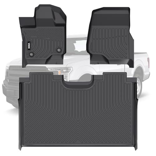 VIWIK Floor Mats Compatible for Ford F150 2015-2025 SuperCrew/Crew Cab for Ford F150 Car Mats All Weather Protection Custom Full Set Include 1st and 2nd Row, Automotive Floor Liner TPE Black 3PCS