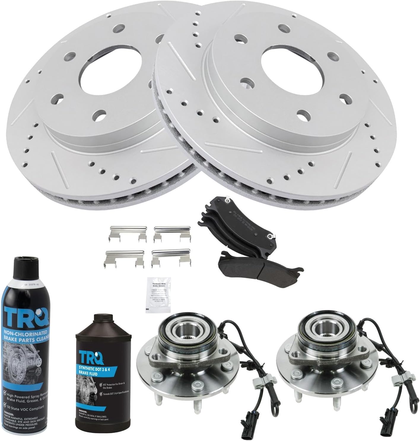 TRQ Front Brake Pad & Rotor Kit Premium G-Coated Semi-Metallic