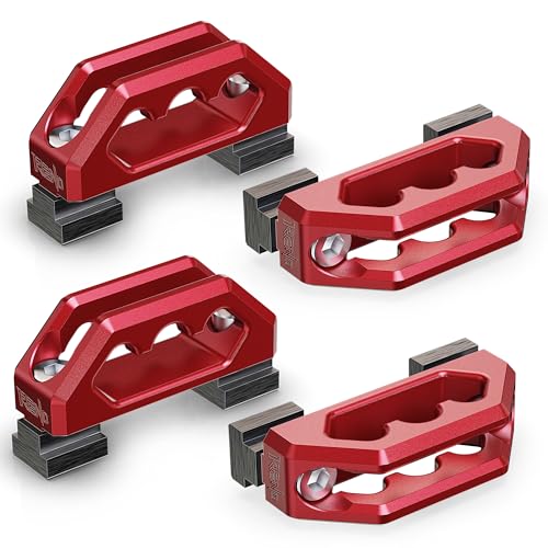 RENO Bed Rail Cleats, Tie Down Anchors for Cargo Trailer Compatible with Tacoma Tundra Gladiator Ram 1500 Truck, Replaces PT278-35160/35111/35112/35100-S1/35050-S1 PT785-35050-S1 (Aluminum, Red, 4PCS)
