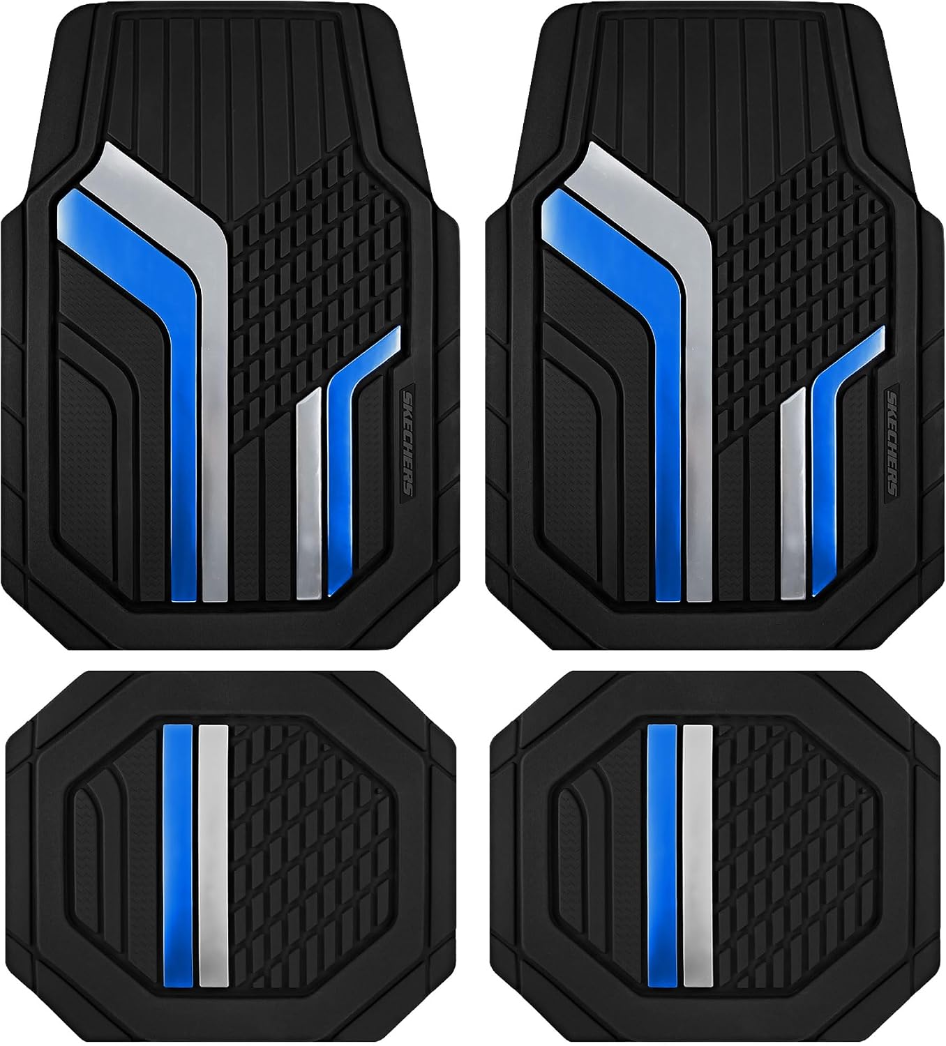 Skechers Heavy Duty Rubber Car Floor Mats (Blue)