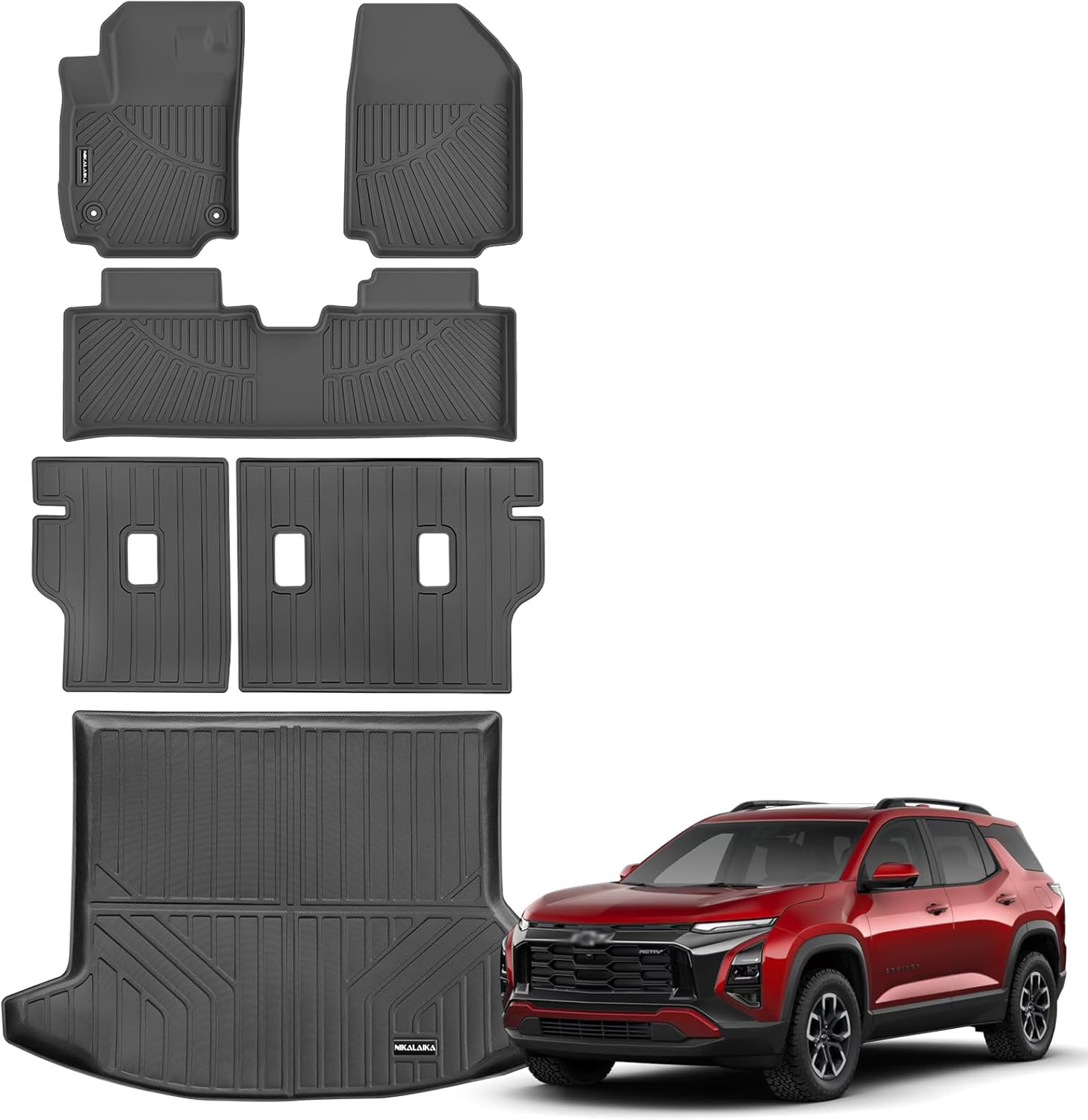 Floor mats & Trunk Mat & Backrest Mat Custom Fit for 2025 2026 Chevy Equinox Fuel (Non EV)/GMC Terrain Cargo mat All Weather TPE Protection Waterproof Floor Liners Chevy Equinox Accessories,Black
