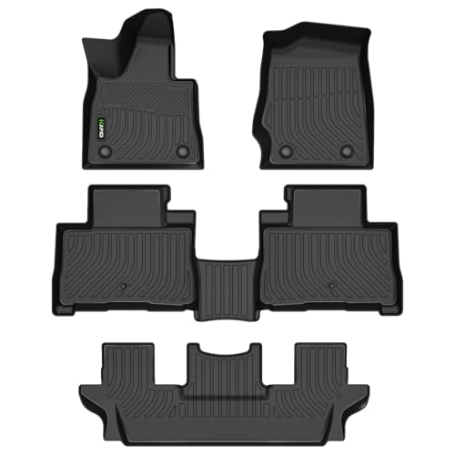 HAFIDI Floor Mats Fit for 2020-2024 2025 Lincoln Aviator 6 Seats All Weather Protection TPE Anti-Slip Automotive Floor Liners, Fits 1st & 2nd & 3rd Row Full Set Custom Accessories, Black