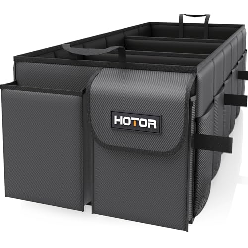 HOTOR Foldable Trunk Organizer - SUV & Sedan, 3-Compartment, 35.4"14.2"10.6" Black Car Accessory Organizer