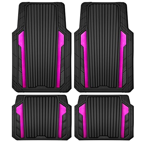 CAR PASS Heavy Duty Rubber Car Mats Metallic, 4 Pc