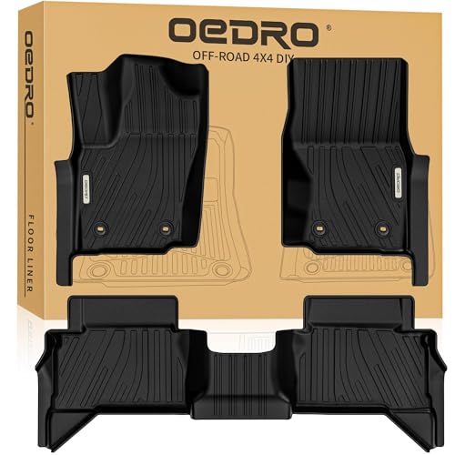OEDRO Floor Mats Fit for Toyota Tacoma 2024 2025 Double Cab Auto Trans (NOT for Hybrid), Custom TPE All Weather Floor Liners for Tacoma TRD/SR/SR5/limited Car Front&Rear 2 Row Mats