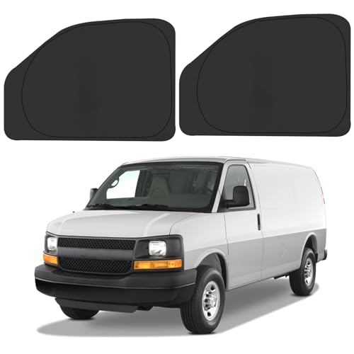 Front Side Window Sun Shade for 1996-2025 Chevy Express Cargo Van Accessories, Foldable Window Sunshade Sun Visor Protector, Side Window Shades Sun Shield Blocks UV Rays Heat, Pack of 2