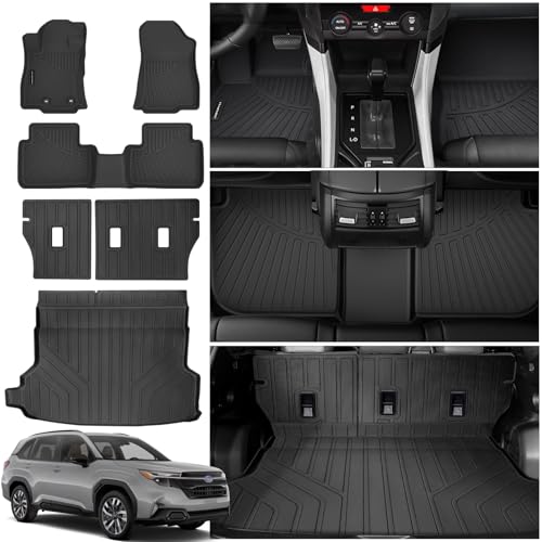 Floor Mats for 2026 2025 Subaru Forester Fuel Upgrade Trunk Mat with Backrest Mat All Weather Floor Liners TPE Rubber Cargo Liner Fit for 2026 Forester Anti-Slip Full Set Automobile Mats Accessories