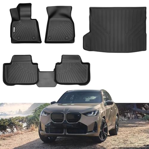 Floor Mats & Trunk Mat Fit for 2025 2026 BMW X3 M50/30 xDrive,All Weather Protection TPE, Anti-Slip Floor Mats & Cargo Liner for 2025 2026 BMW X3 Accessories