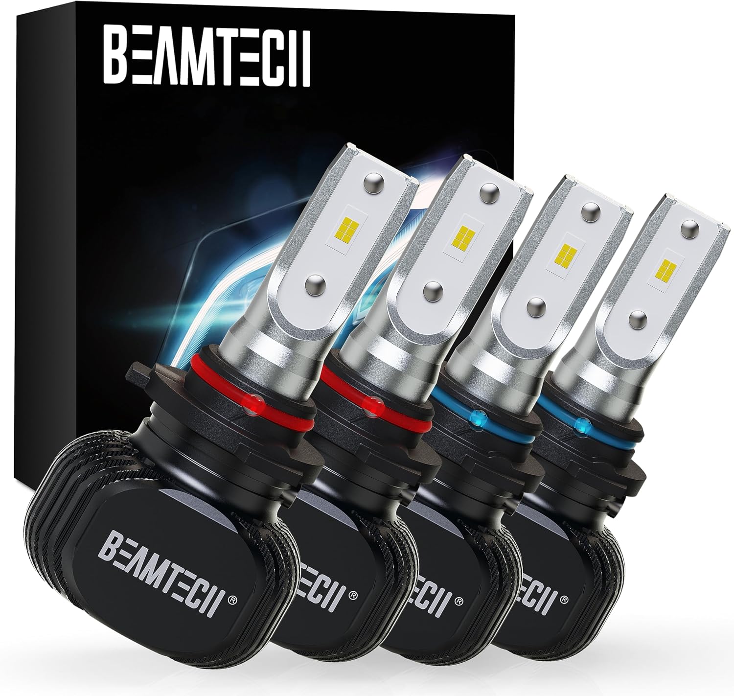 BEAMTECH 9005 9006 Bulbs, Fog lights Combo, S1 Series 300% Brighter 6500K White,4 Bulbs