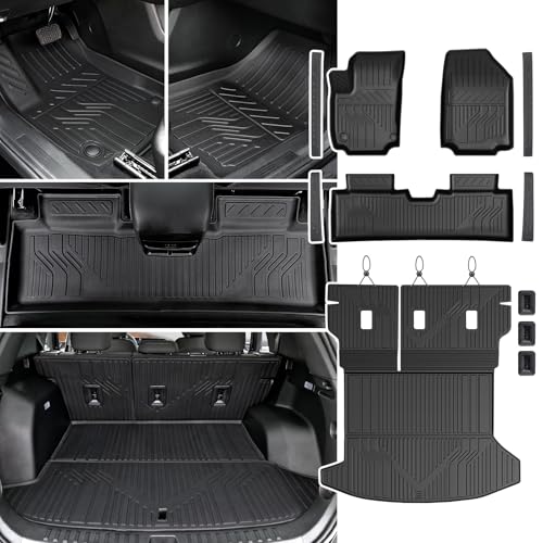 Floor Mats & Cargo Liner with Backrest Mat for 2025 2026 Chevy Equinox(Only Gas)/GMC Terrain, Door Sill Guards, All Weather TPE Car Floor Liners Trunk Mat Accessories for Chevrolet Equinox