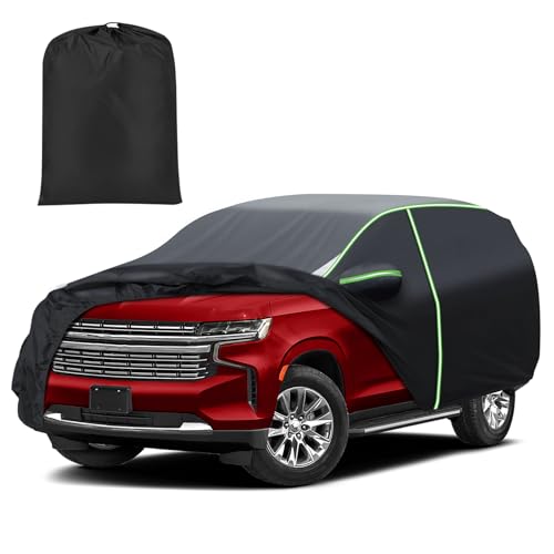 Mixsuper Liner Car Cover for Chevrolet Chevy Tahoe 2007-2026, 7 Layers Waterproof Car Cover Accessories for Tahoe with Zipper Door, Windproof Straps, Reflective Strips, Anti-UV, All Weather