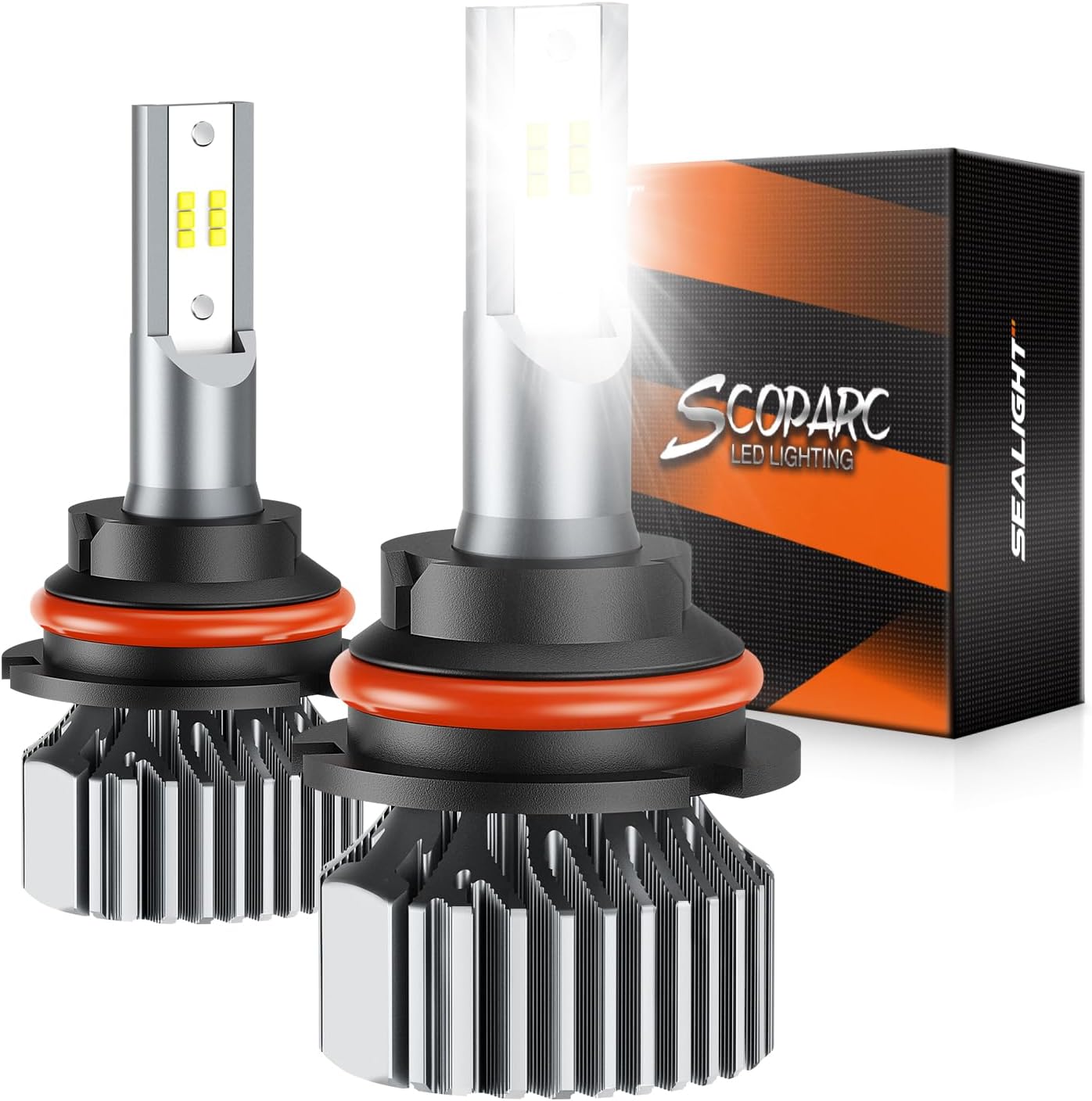 SEALIGHT 9004 Fog Bulbs, 8X Brighter Driving Light Bulbs, 6500K White 32000LM Hi/Lo Beam Adjustable, 10 Years Lifespan, 1:1 Size Plug N Play for Vehicle F150 ATVs & Powersports, Pack of 2