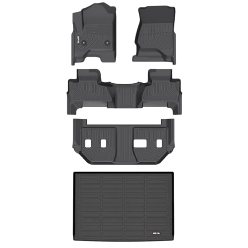 AIPOIL Floor Mats & Cargo Liner Set for Chevy Chevrolet Suburban & GMC Yukon XL 2015-2020 All Weather Protection TPE Anti-Slip Automotive Full Set Custom Car Mats Accessories - Black