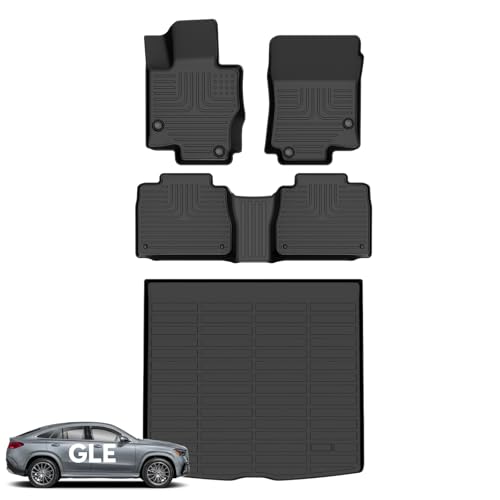 Wayhigh-for Benz GLE 350 GLE 450 (No for Coupe) 2020-2025 All Weather Floor Mats and Cargo Liner Set TPE Car Mats Waterproof Anti-Slip Rubber Trunk Liner GLE Accessories