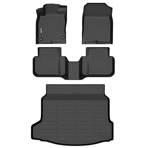 Binmotor-Floor Mats & Cargo Liner Set for 2025 Honda Civic Hybrid Hatchback, All Weather Car Floor Mat for Honda Civic Hybrid Hatchback Accessories Rubber Mats Heavy Duty Liners