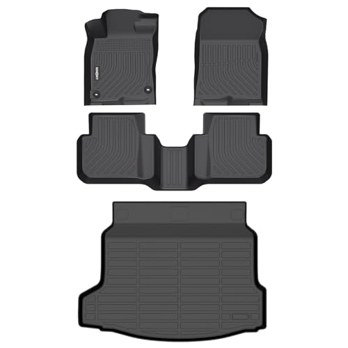 GINOWY-Floor Mats & Cargo Liner for Honda Civic Hybrid 2025 2026(Only for Hatchback), TPE All Weather Civic Car Floor Mats Non-Slip Trunk Mat Floor Liners Waterproof Accessories Black