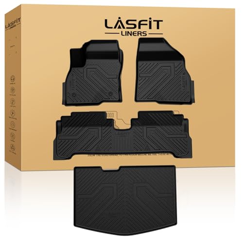 LASFIT Floor Mats & Cargo Liner for Chevrolet Chevy Bolt EV 2017-2023 (Not EUV), All Weather TPE Custom Fit Floor Liners for Cars, Car Floor Mats Full Set for Chevrolet Chevy Bolt EV Accessories, 4PCS