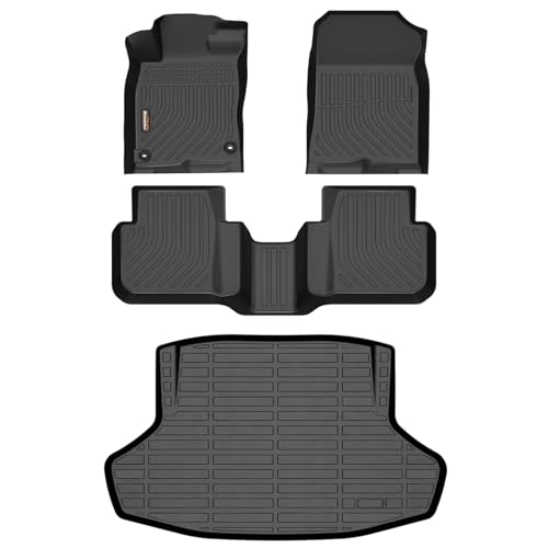 Binmotor-Floor Mats & Cargo Liner Set for 2025 Honda Civic Hybrid Sedan, All Weather Car Floor Mat for Honda Civic Hybrid Sedan Accessories Rubber Mats Heavy Duty Liners