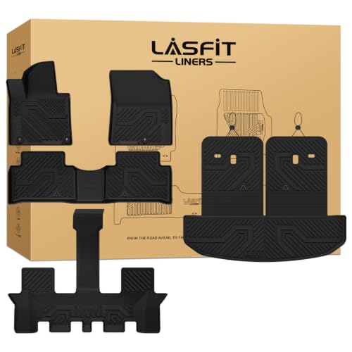 LASFIT Floor Mats & Backrest Mats & Cargo Mat for Kia Sorento 2026 2025 2024 2023 2022 2021 (Not Fit for Hybrid & PHEV) All Weather TPE Custom Fit Floor Liners Full Set Car Mats Acessoires, Black