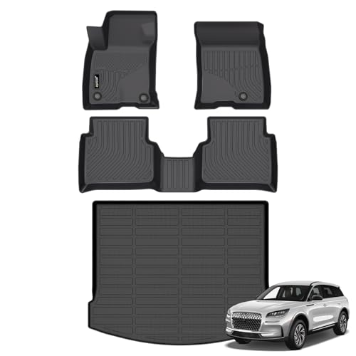Jenofa-Car Floor Mats & Cargo Liner for Lincoln Corsair 2020-2025 (Gas Only) All Weather Floor Mats Full Set Waterproof Durable High Edge Protection Floor Liners Custom for Corsair Accessories Black