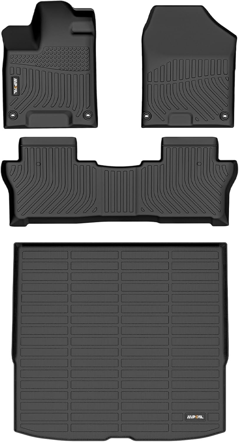 AIPOIL Floor Mats & Cargo Liner Set for 2019-2024 2025 Honda Passport All Weather Protection TPE Anti-Slip Automotive Full Set Custom Car Mats Accessories - Black