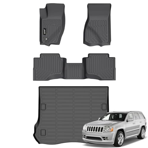 Jenofa-Car Floor Mats for Jeep Grand Cherokee 2005-2010 All Weather Floor Mats Cargo Mat Set Custom for Grand Cherokee Full Set Waterproof Durable Floor Liners for Cherokee Accessories