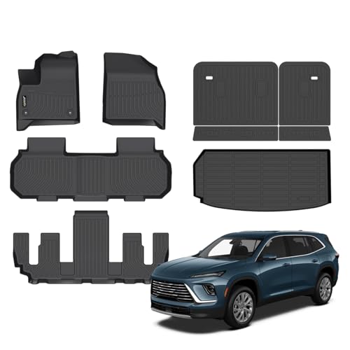 Jenofa-for Chevy Traverse 2026-2024 / GMC Acadia Denali/Buick Enclave 2025 2026 7-Seater All Weather Floor Mats Automotive Car Mat Accessories (Floor Mats & Rear Seat Back Mats & Cargo Liner)