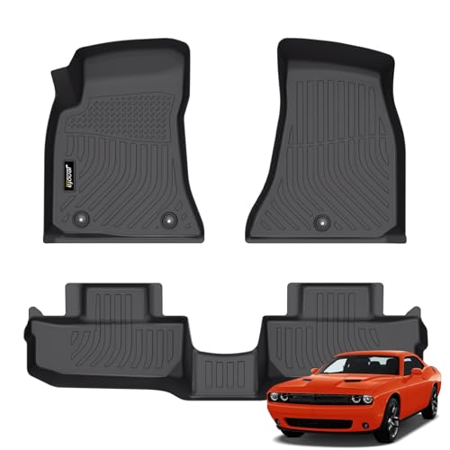 Jenofa-Floor Mats for Dodge Challenger RWD 2015-2023 Floor Liner All Weather Car Mats Durable TPE Rubber Mat for 2022 Challenger Automotive Accessories Black