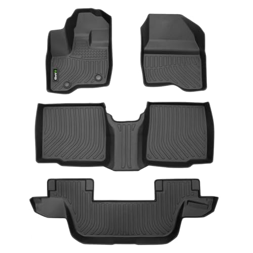 Floor Mats Custom for 2011-2014 Ford Explorer 7 Passenger Bench Seat All Weather Protection TPE Heavy Duty Non-Slip Automotive Floor Liners Fits Front& 2nd & 3rd Row Full Set Accessories, Black