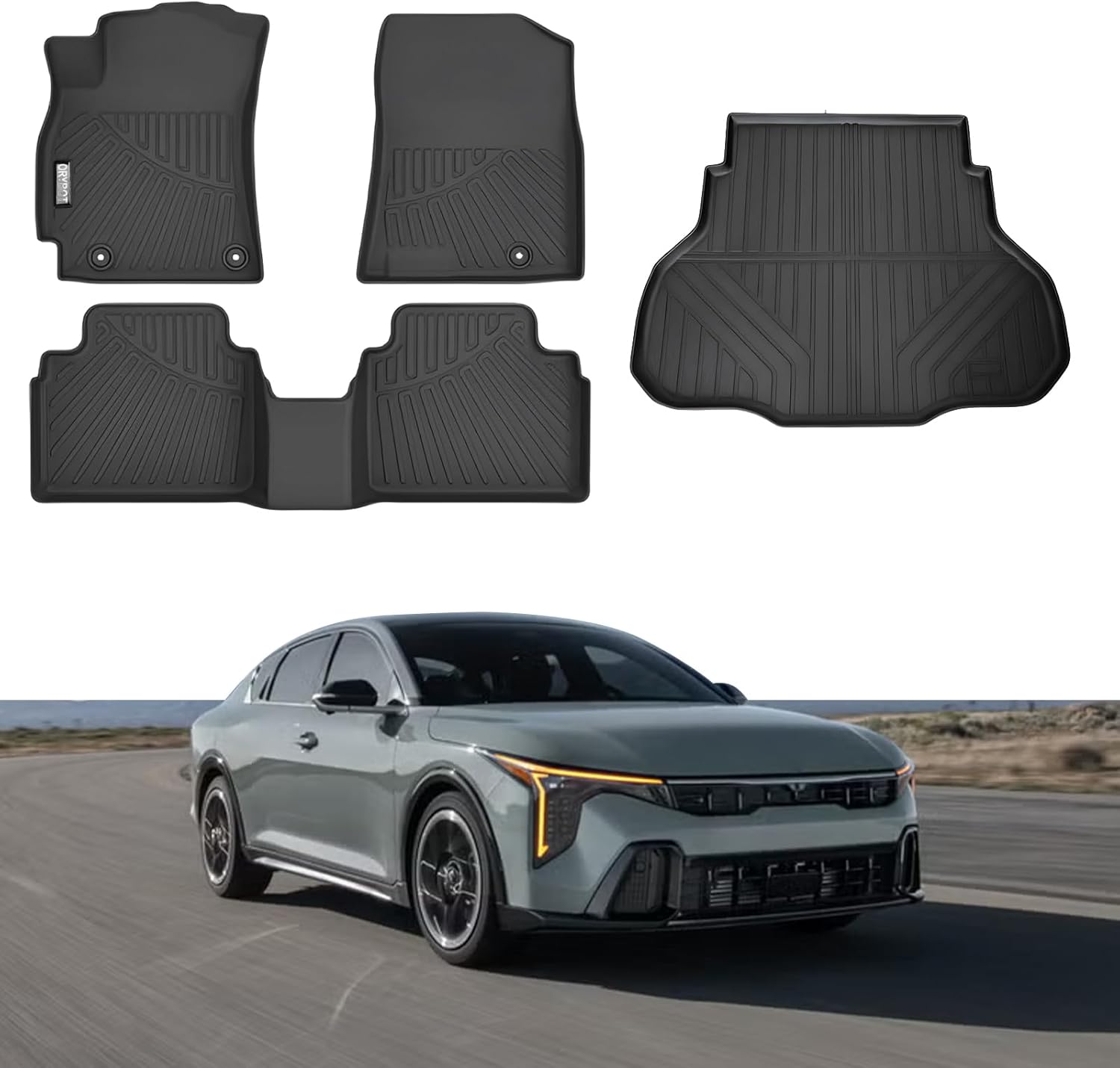 Floor Mats & Trunk Mat Fit for 2025 2026 KIA K4,All Weather Protection TPE, Anti-Slip Floor Mats & Cargo Liner 2025 for KIA K4 Accessories