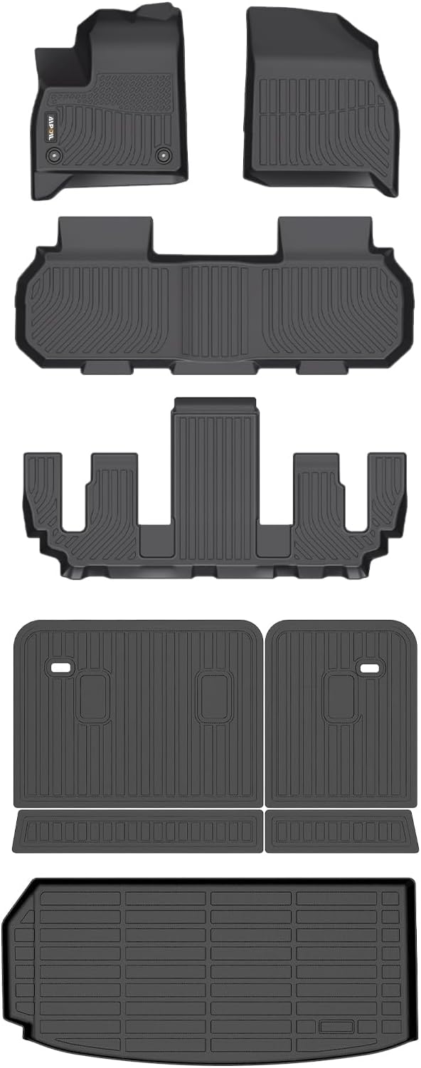 AIPOIL Floor Mats & Cargo Liner & Seatback Cargo Set Fit for Buick Enclave 2025 & GMC Acadia 7 Seats 2024-2025 & Chevy Chevrolet Traverse 7 Seats 2024-2025 (Not for 2024 Traverse Limited) - Black