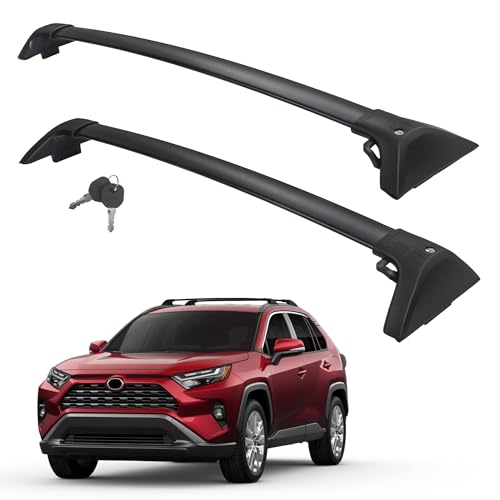 Autekcomma Roof Rack Cross Bars for Toyota RAV4 2019-2025 (Not Fit 2024 LE/Adventure/TRD Off-Road/Hybrid Woodland Edition) Anti-Theft Lock Mechanism Tie-Down Loop Aluminum Anti-Corrosion Crossbars