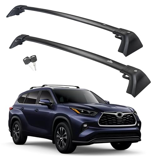 Autekcomma Heavy Duty Roof Rack Cross Bars Replacement for Highlander 2020-2025(not fit LE Models & Grand Highlander),Anti-Theft Mechanism Lock Max 260 lbs Loading Weight Featured Tie-Down Loop