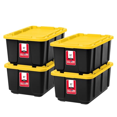 IRIS USA 27 Gallon Tote (Black/Yellow)