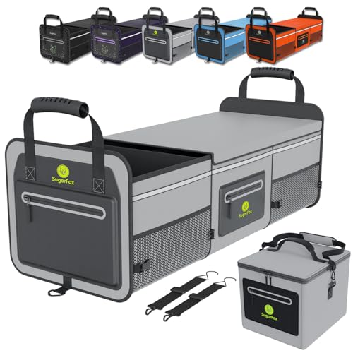 95L Car Trunk Organizer & Storage With 26L Ice Pack, Waterproof Foldable | Trunk Organizers for SUVs & Cars, Car Storage Organizer, Great Gift for Drivers (Gray-M004)
