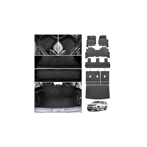 Cartist Floor Mats and Cargo Liner Fit for Ford Expedition MAX (8 Seats-2 Row Bench Seat) 2018-2024 All Weather Floor Mat Expedition Accessories Heavy Duty Carpet Protection (Only Fit MAX)
